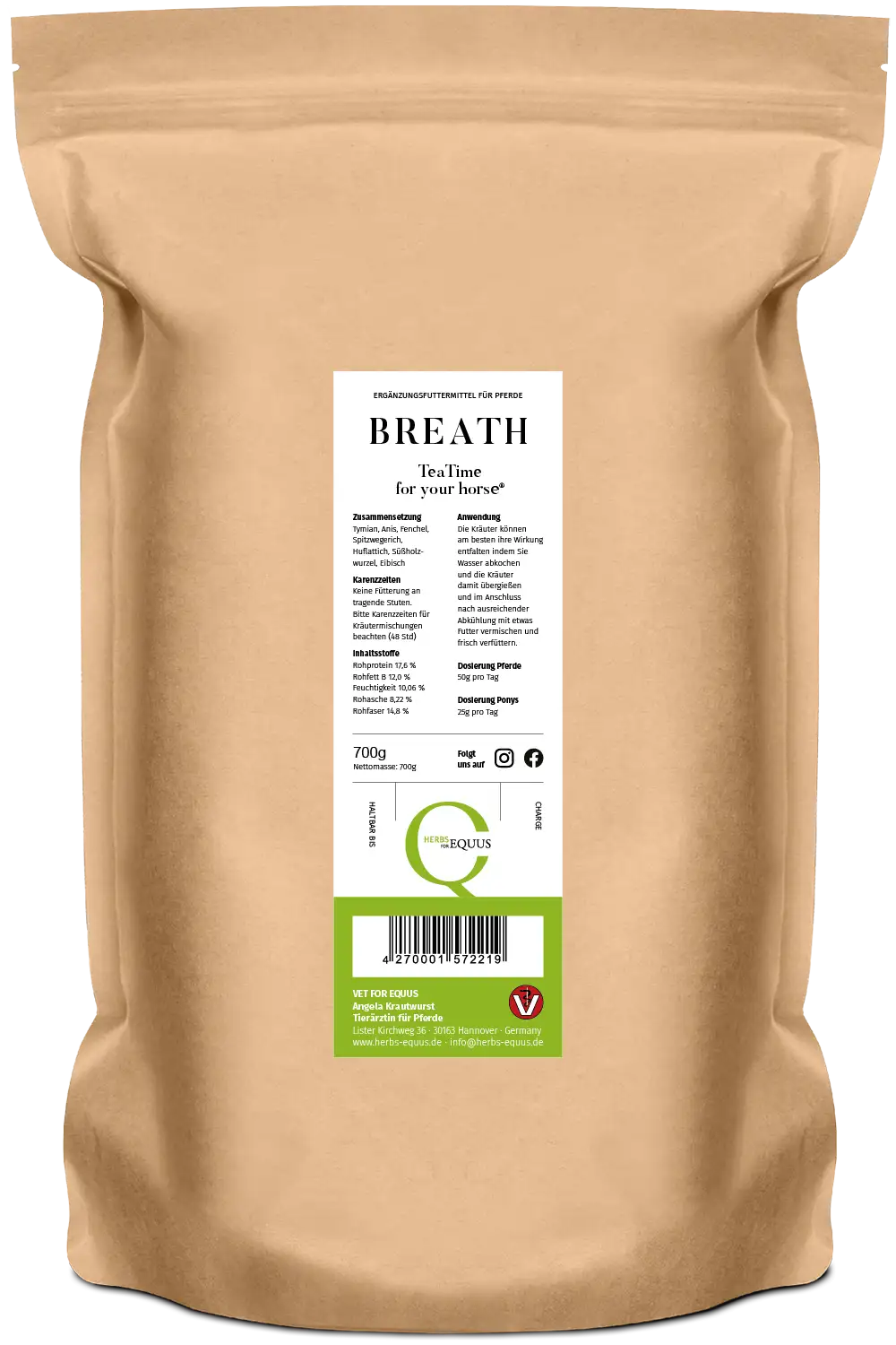 BREATH Rückseite mit Zutaten und Fütterungsempfehlung